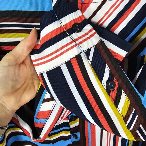 Mishca Multicolor Striped Button Up Shirt S Artsy Rainbow Geometric Relaxed‎ Fit - Picture 4 of 8